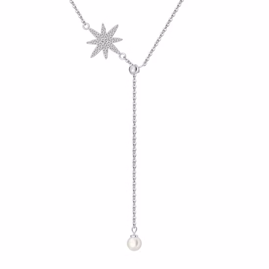Silver Platinum Plated Rhinestones Girls Women Ladies Zinc Alloy Pendant Necklace