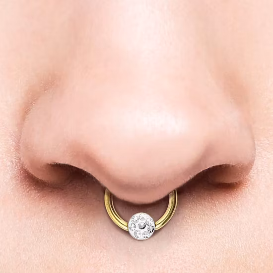 High Quality 316L Surgical Stailness Steel Piercings Ball Closure Ring Disc+Crystal