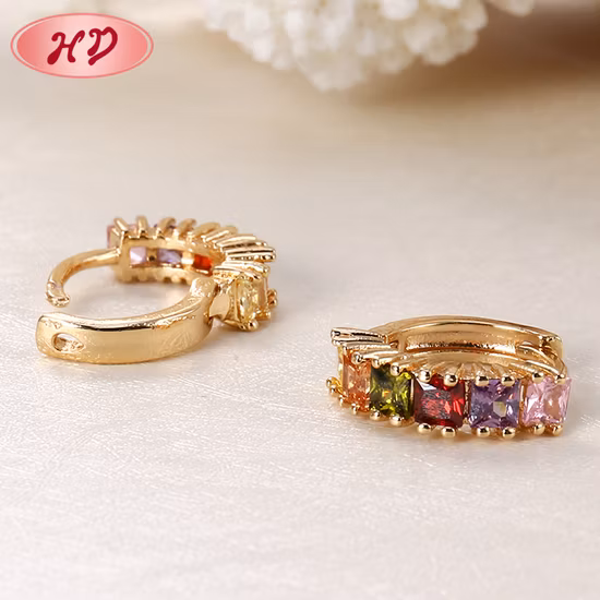 ファッションシルバー合金 18K ゴールドメッキフープハギー CZ イヤリング パールクリスタル付き 女性用